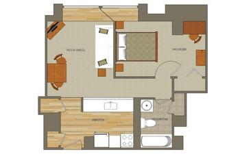 One bedroom apartment layout