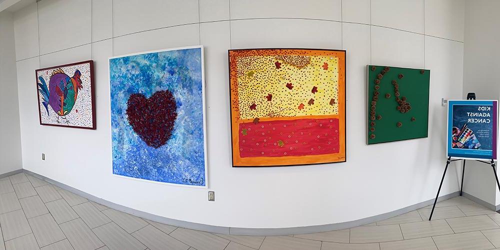 Artworks by Emma Mollapour at a Kids Against Cancer event at the Upstate Cancer Center.